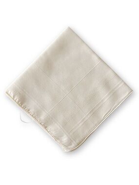 Antique Midcentury Off White Linen Cross Stitch Striped Handkerchief